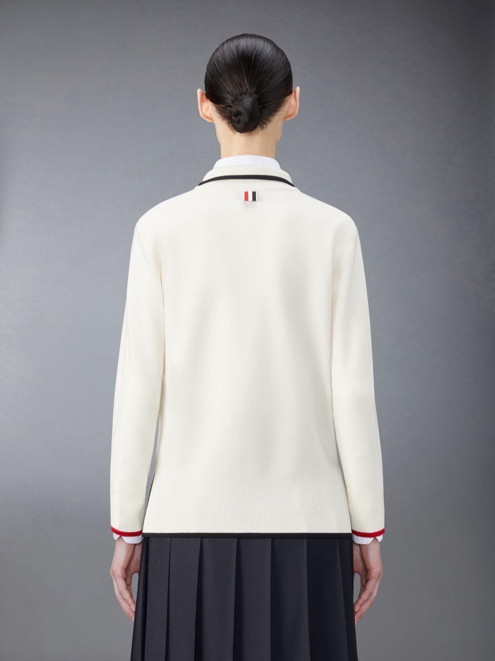Cárdigan Thom Browne Wool Funnel Neck Full Zip Mujer Blancas | ICG72L70908