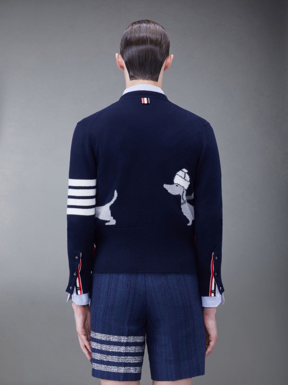Cárdigan Thom Browne Wool Hector Hombre Azules | CSY85W27389