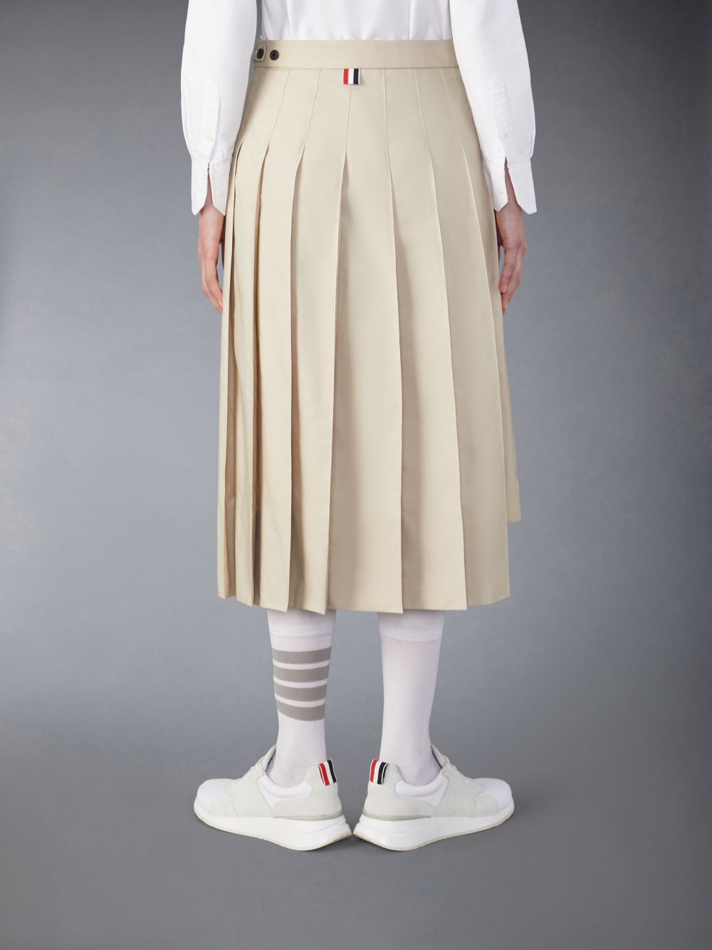 Falda Thom Browne Classic Typewriter Midi Pleated Mujer Beige | XXH92W55391