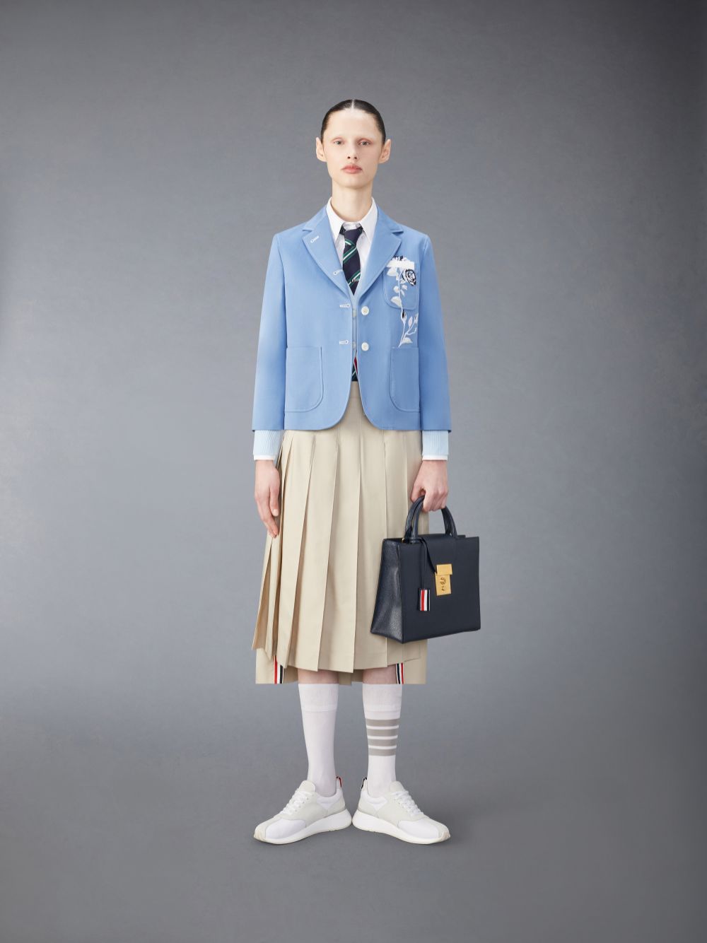 Falda Thom Browne Classic Typewriter Midi Pleated Mujer Beige | XXH92W55391