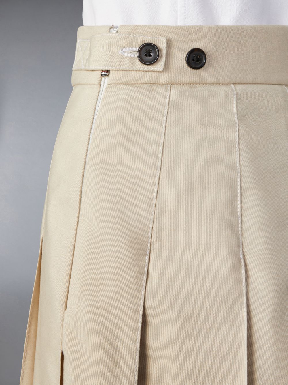 Falda Thom Browne Classic Typewriter Midi Pleated Mujer Beige | XXH92W55391