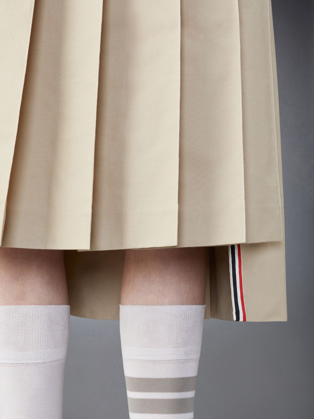 Falda Thom Browne Classic Typewriter Midi Pleated Mujer Beige | XXH92W55391