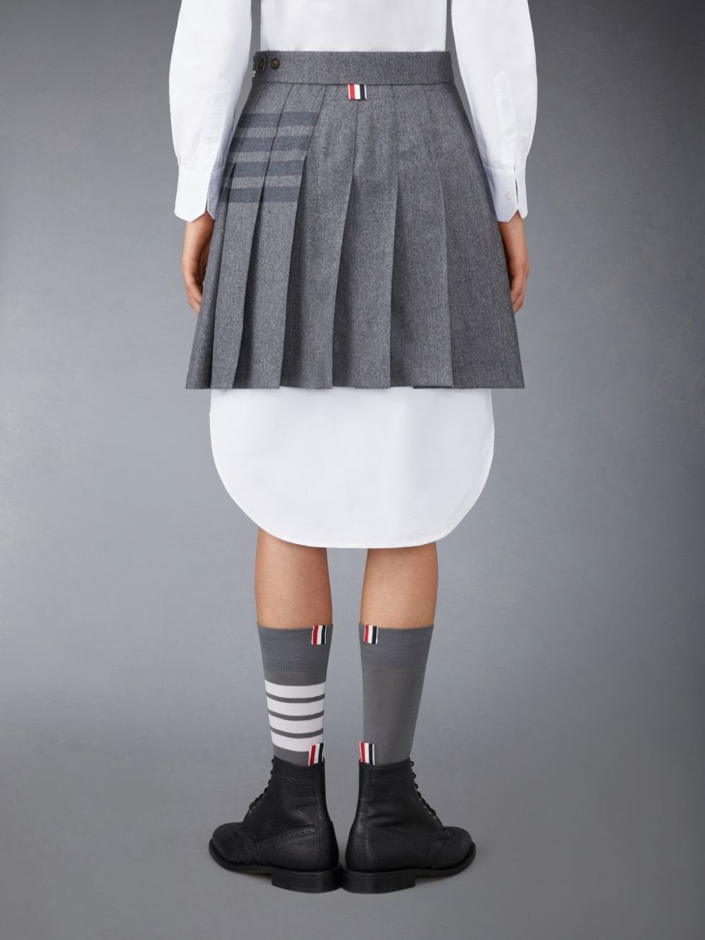 Falda Thom Browne Flannel 4-Bar Pleated Mini Mujer Gris | GUF88O07514