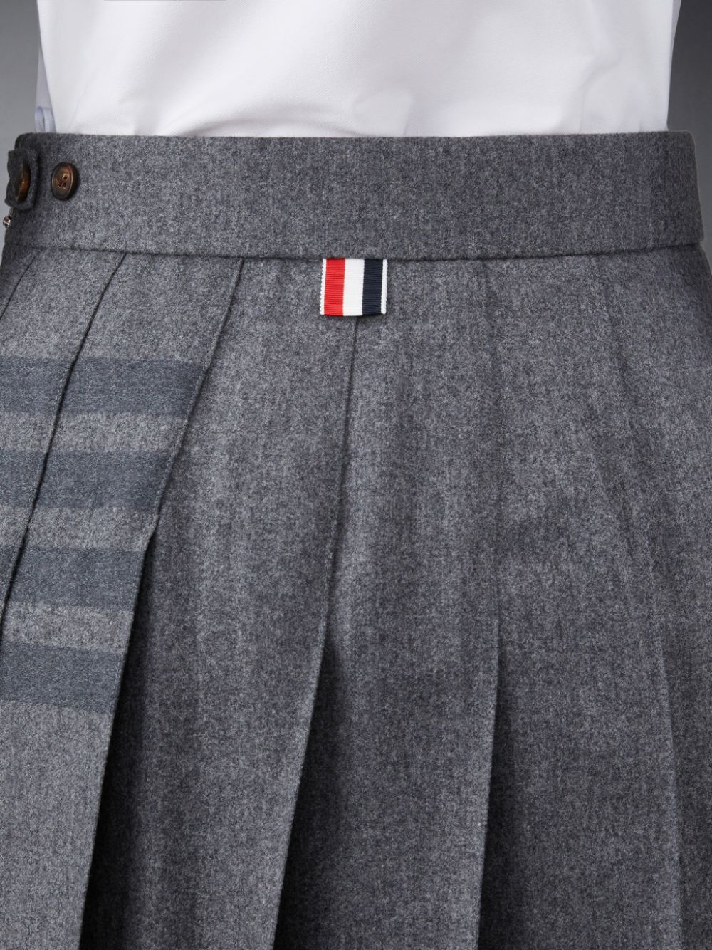 Falda Thom Browne Flannel 4-Bar Pleated Mini Mujer Gris | GUF88O07514
