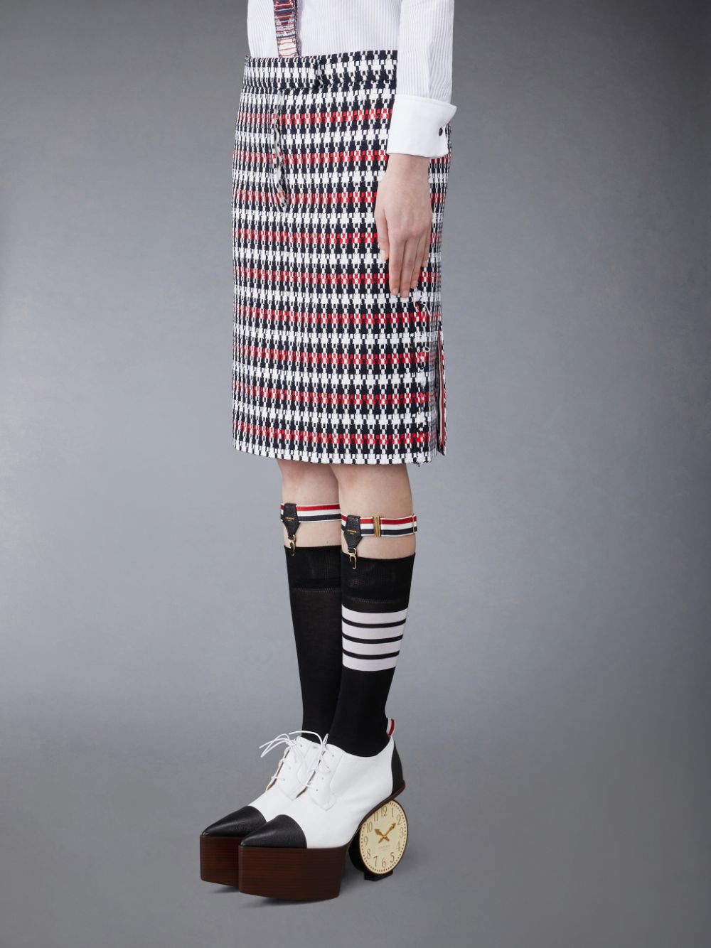 Falda Thom Browne GROSGRAIN TWEED LOW WAIST Mujer Rojas | FQW25J28277