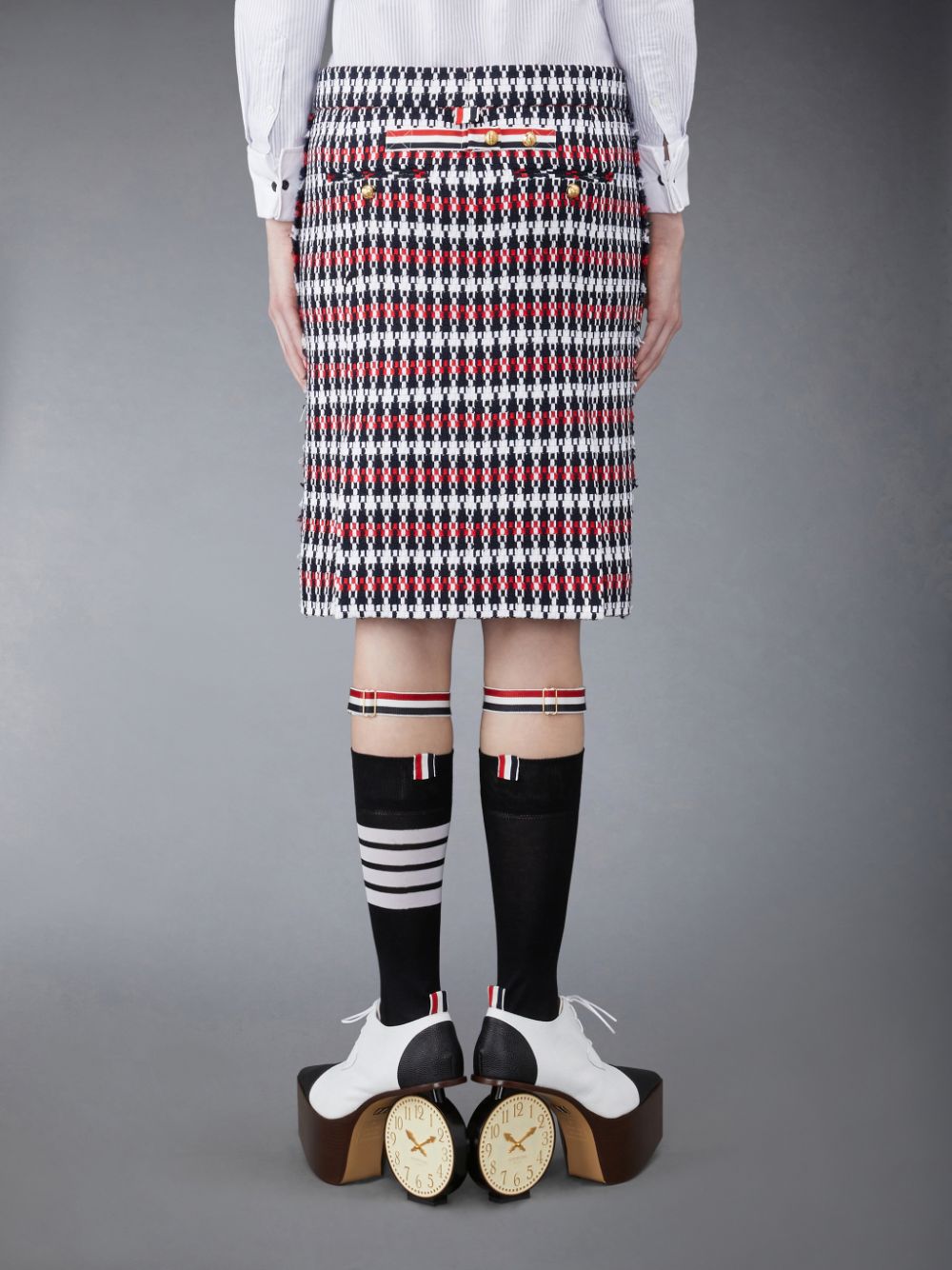 Falda Thom Browne GROSGRAIN TWEED LOW WAIST Mujer Rojas | FQW25J28277