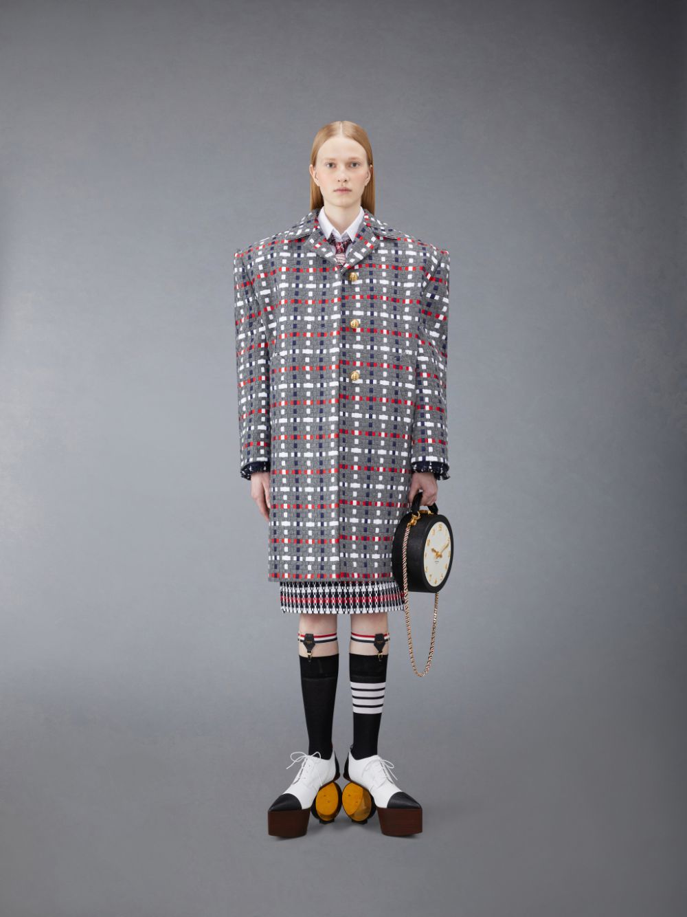 Falda Thom Browne GROSGRAIN TWEED LOW WAIST Mujer Rojas | FQW25J28277