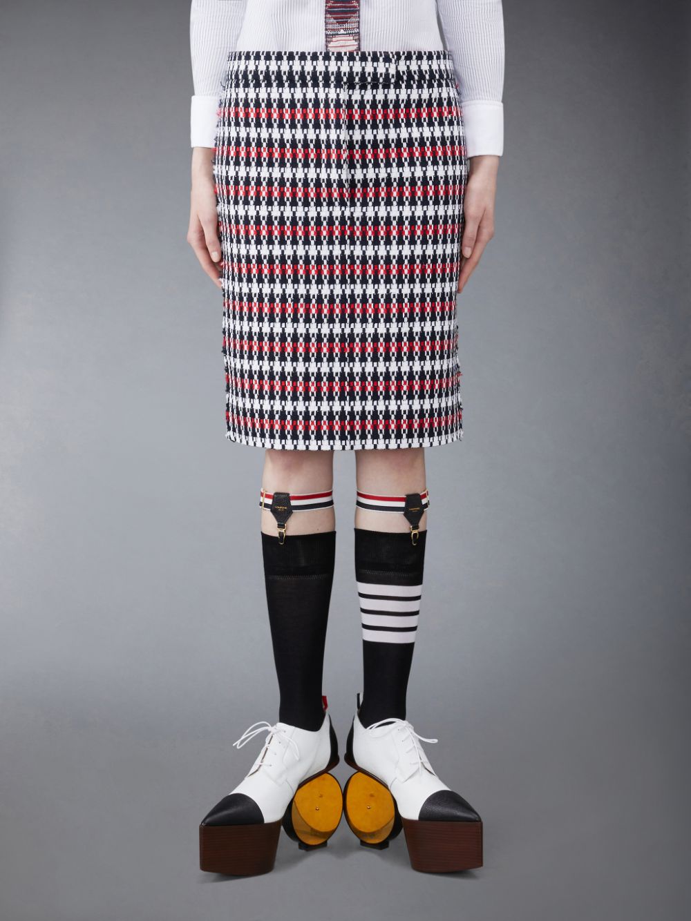 Falda Thom Browne GROSGRAIN TWEED LOW WAIST Mujer Rojas | FQW25J28277