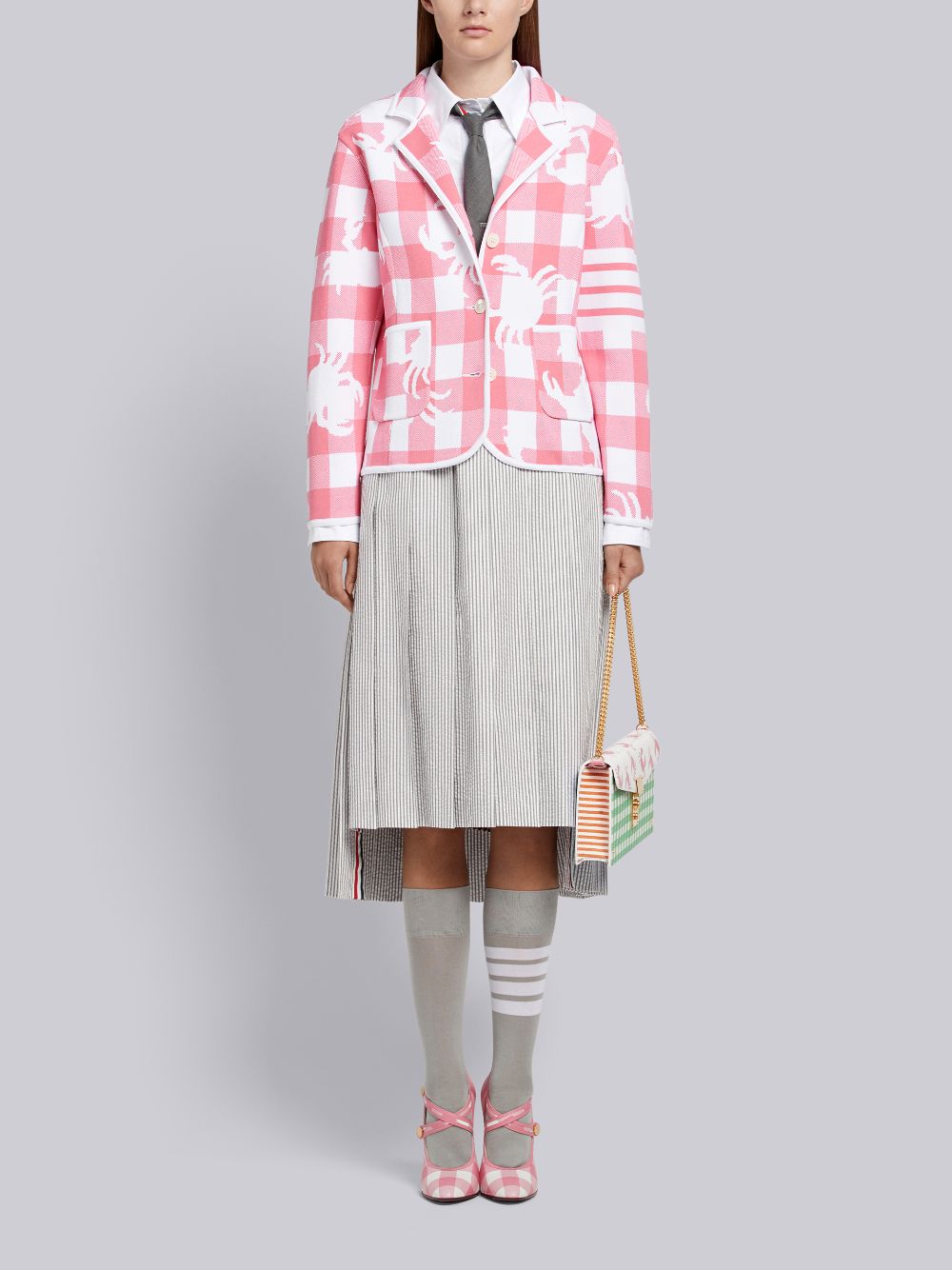 Falda Thom Browne Medium Seersucker Below-the-knee Pleated Mujer Gris | WMY34T36930
