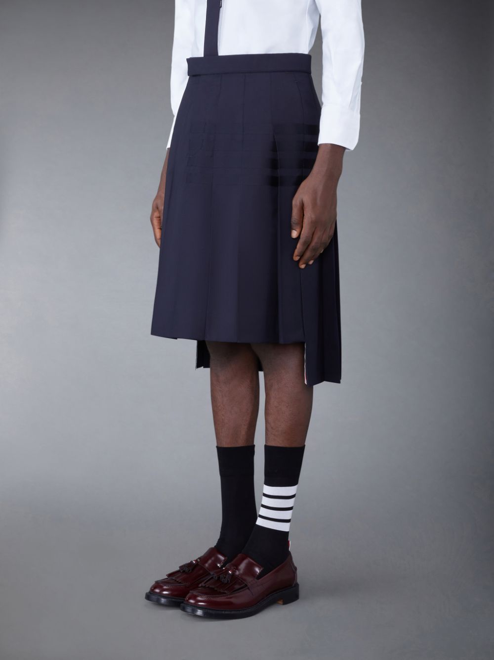 Falda Thom Browne Plain Weave 4-Bar Knee Length Classic Pleated Hombre Azules | WGR54M45166
