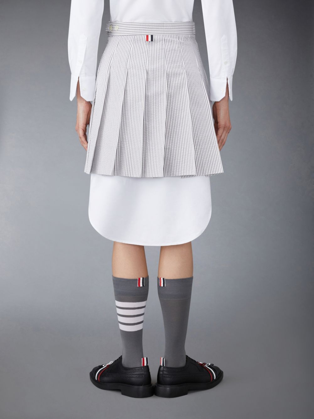 Falda Thom Browne Seersucker Pleated Mini Mujer Gris | DLI31W50934