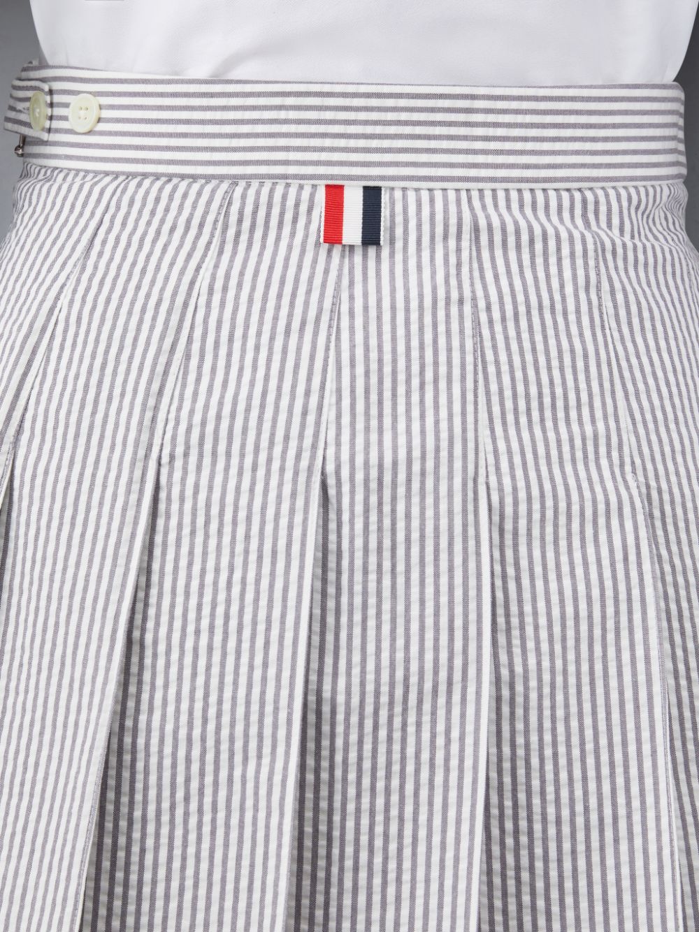 Falda Thom Browne Seersucker Pleated Mini Mujer Gris | DLI31W50934