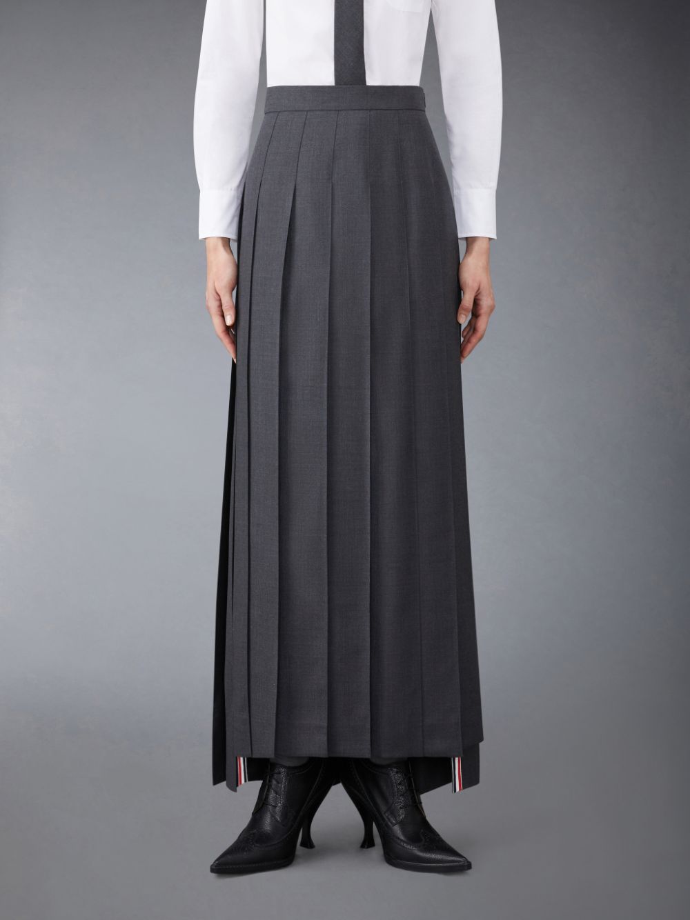 Falda Thom Browne Twill Pleated Long Mujer Gris | GKT85F32001