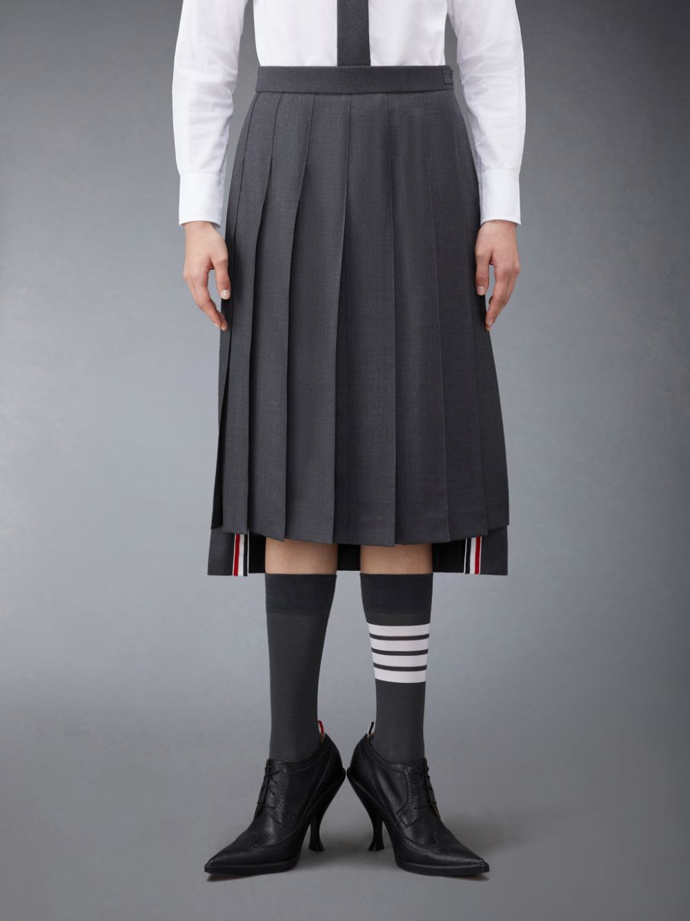 Falda Thom Browne Twill Pleated Midi Mujer Gris | EDF44I20042