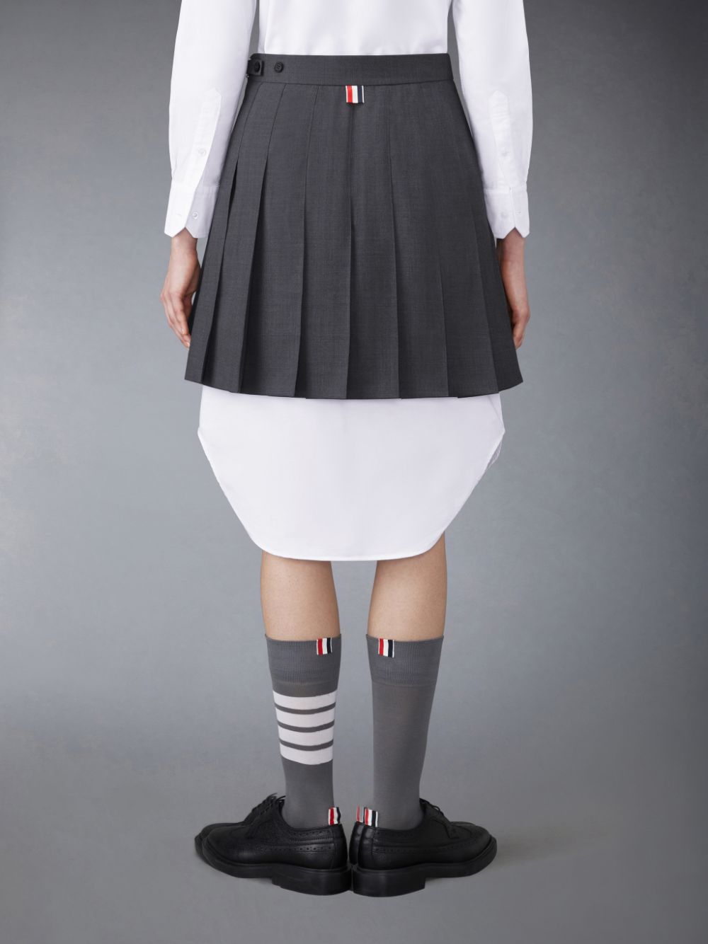 Falda Thom Browne Twill Pleated Mini Mujer Gris | GJZ47X36912