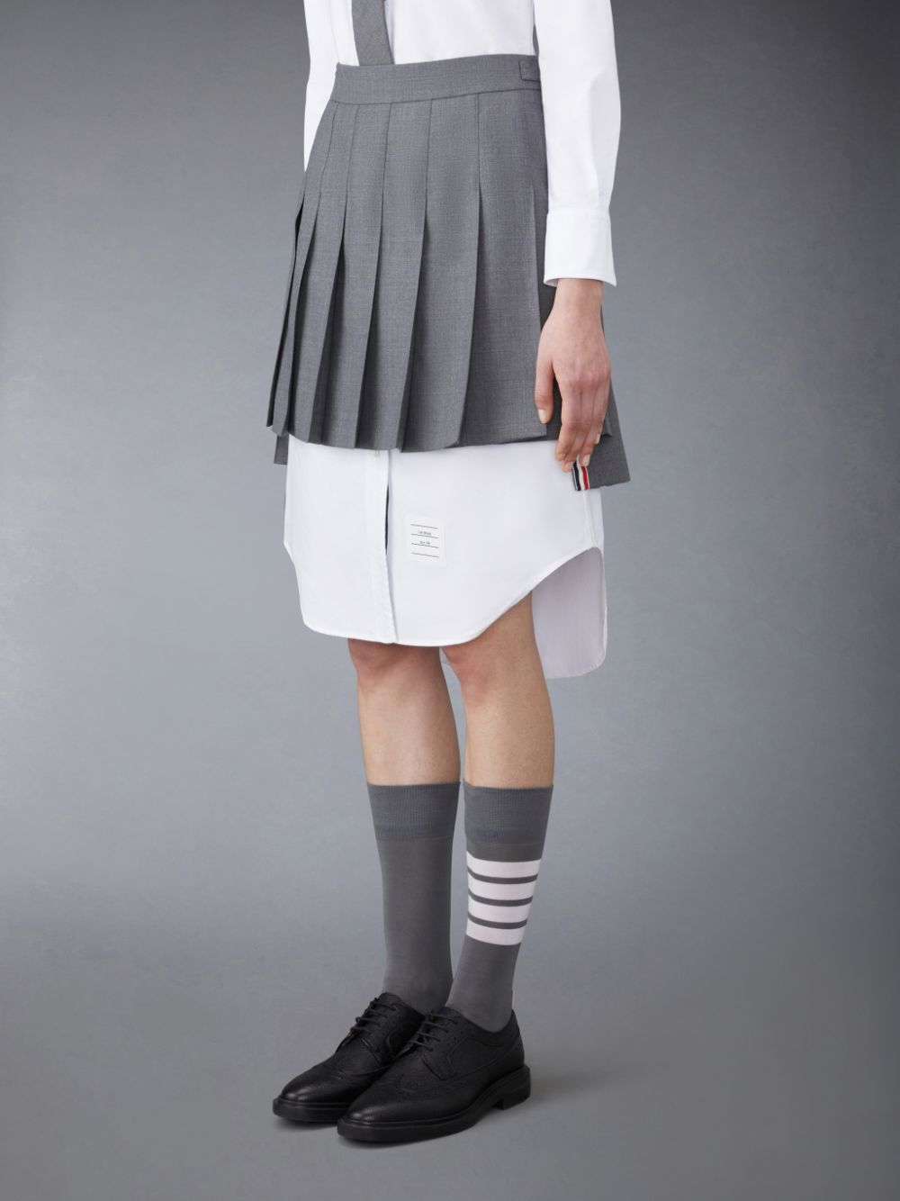 Falda Thom Browne Twill Pleated Mini Mujer Gris | DVC36Y49118
