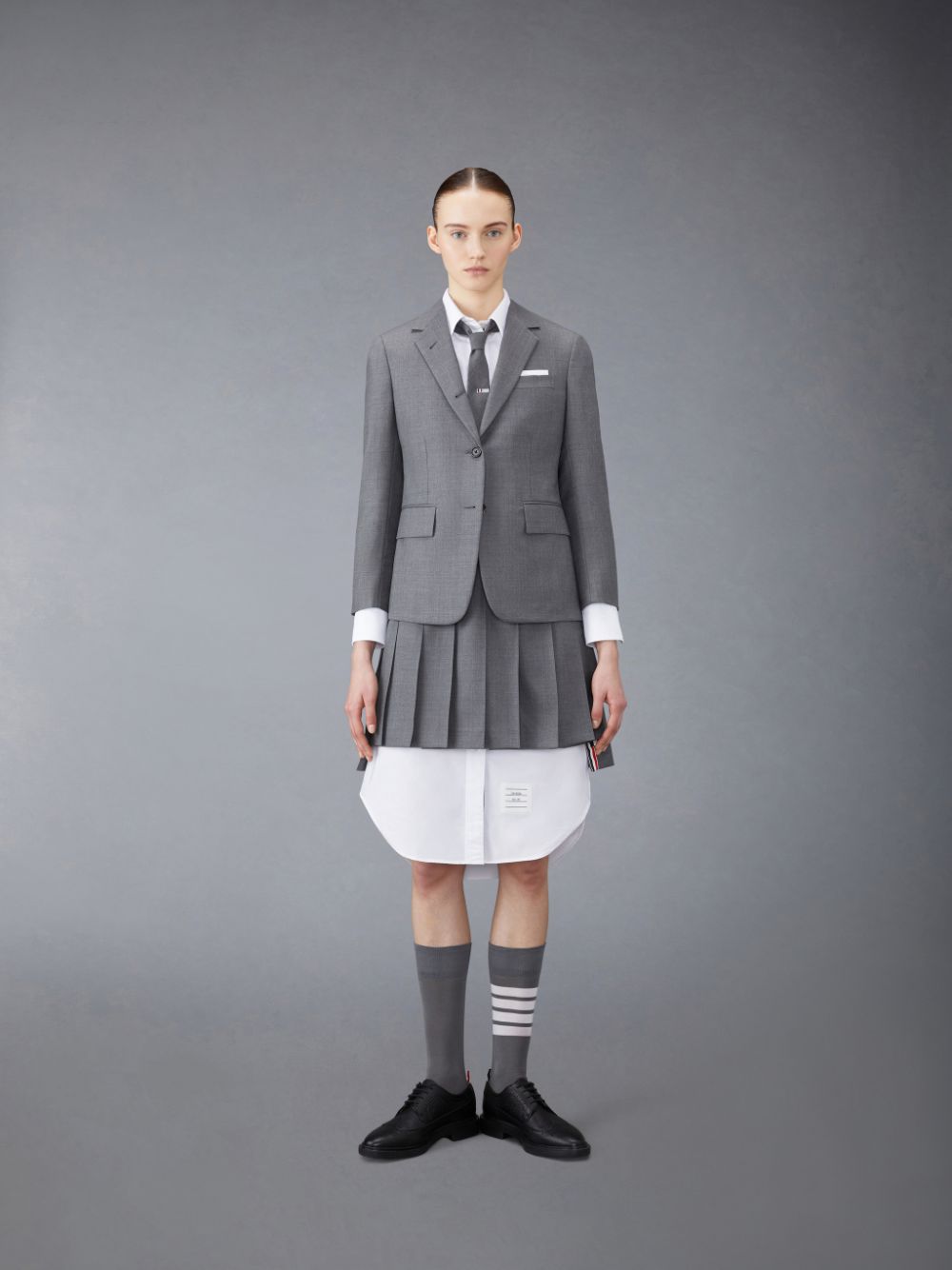 Falda Thom Browne Twill Pleated Mini Mujer Gris | DVC36Y49118
