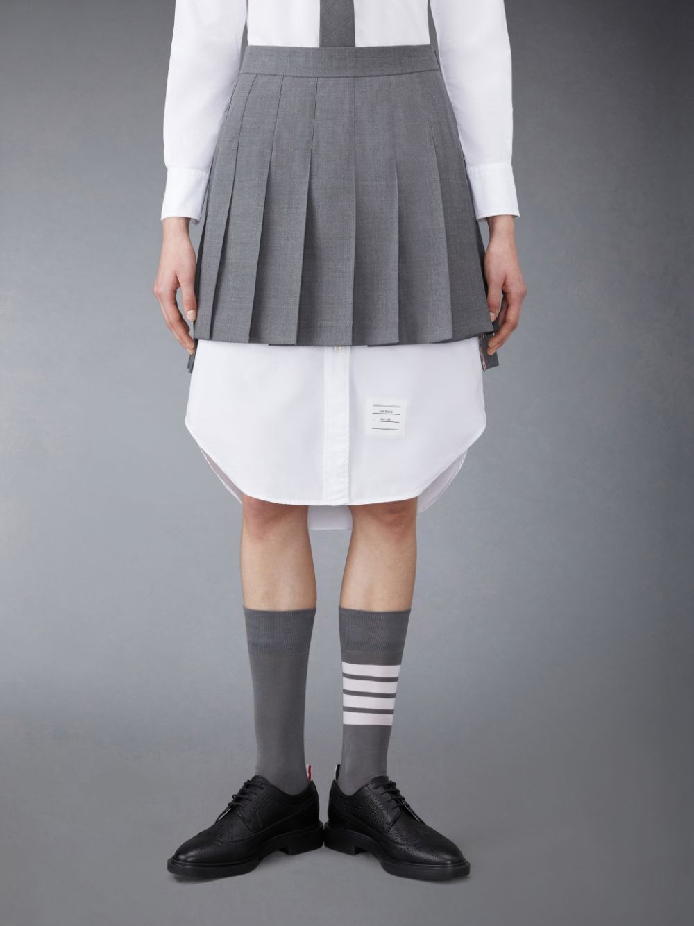 Falda Thom Browne Twill Pleated Mini Mujer Gris | DVC36Y49118