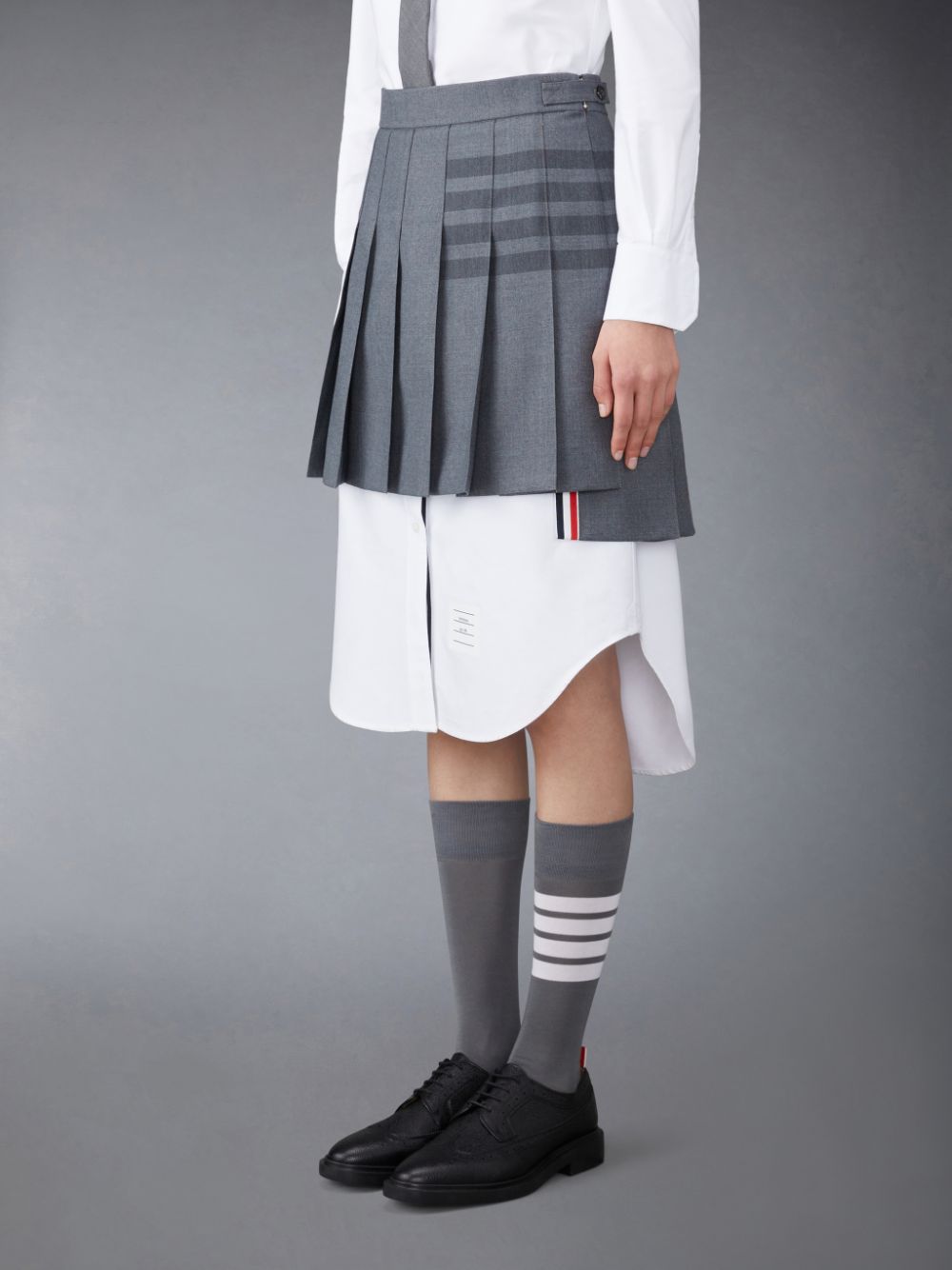 Falda Thom Browne Twill School Uniform 4-Bar Pleated Mini Mujer Gris | CGA42P56828