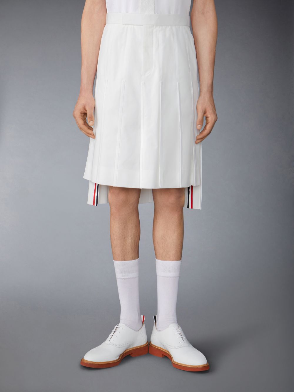 Falda Thom Browne Typewriter Self Tipping Midi Classic Pleated Hombre Blancas | TTB92V71367