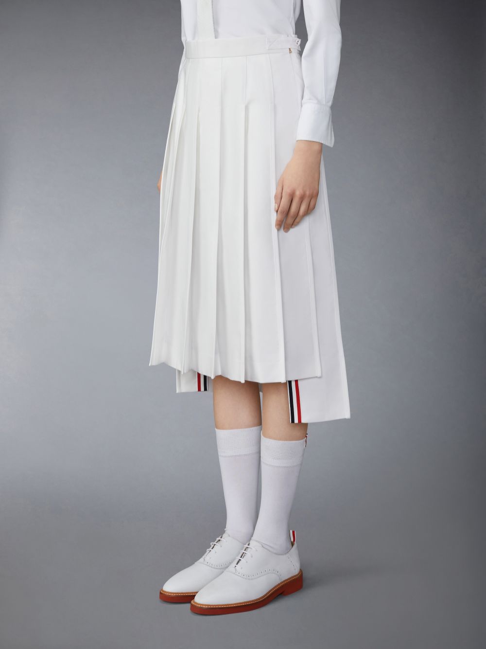 Falda Thom Browne Typewriter Self Tipping Midi Pleated Mujer Blancas | UDE17R90615