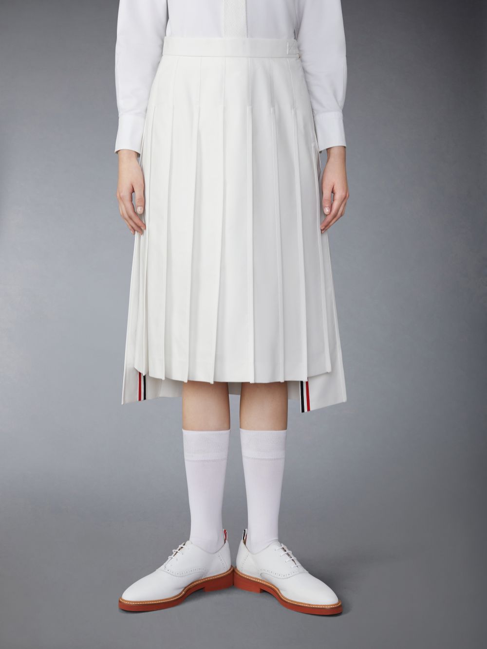 Falda Thom Browne Typewriter Self Tipping Midi Pleated Mujer Blancas | UDE17R90615