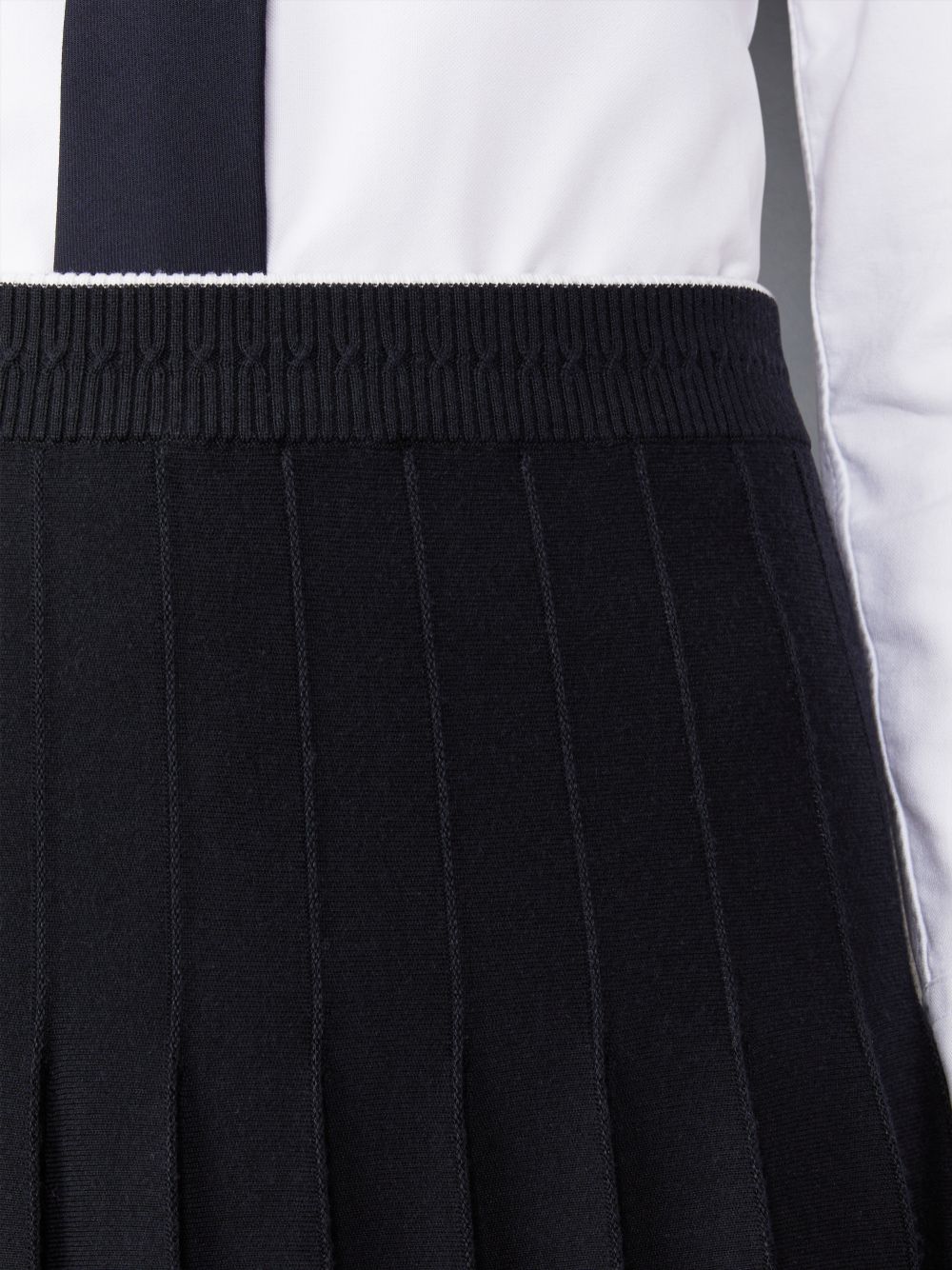 Falda Thom Browne Wool Silk Blend Tipping Cable Waistband Midi Pleated Mujer Negras | BPV07F23533