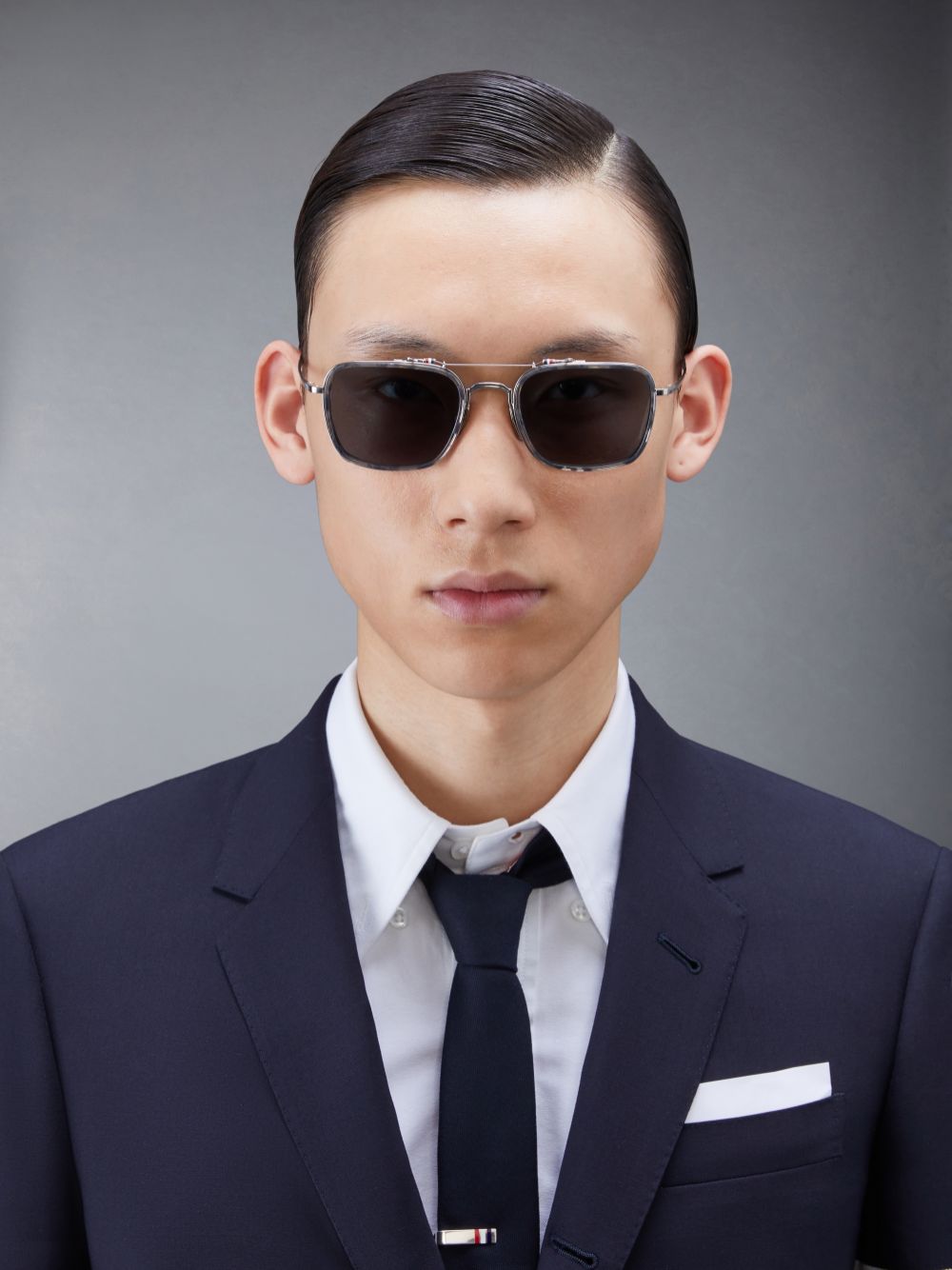 Gafas de Sol Thom Browne Acetate And Titanium Rectangular Aviator Hombre Gris | SLD27U23539