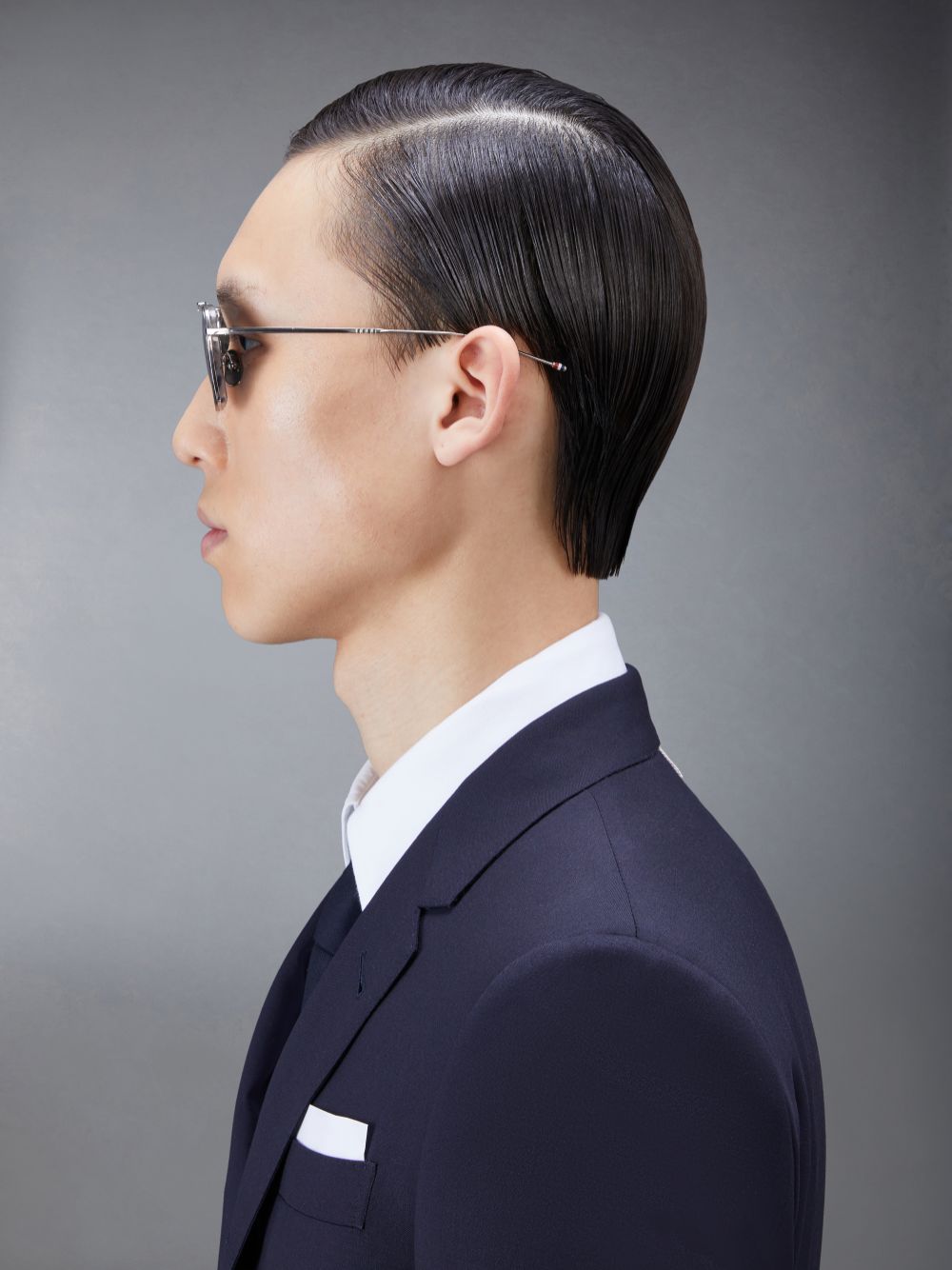Gafas de Sol Thom Browne Acetate And Titanium Rectangular Aviator Hombre Gris | SLD27U23539