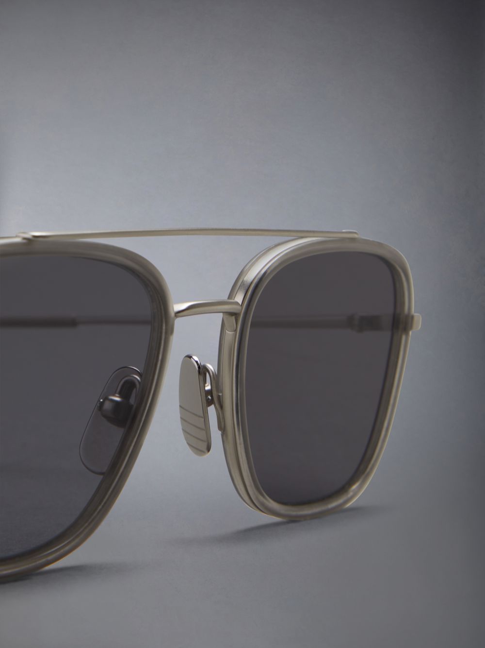 Gafas de Sol Thom Browne Acetate And Titanium Rectangular Aviator Hombre Gris | CCT90C08467
