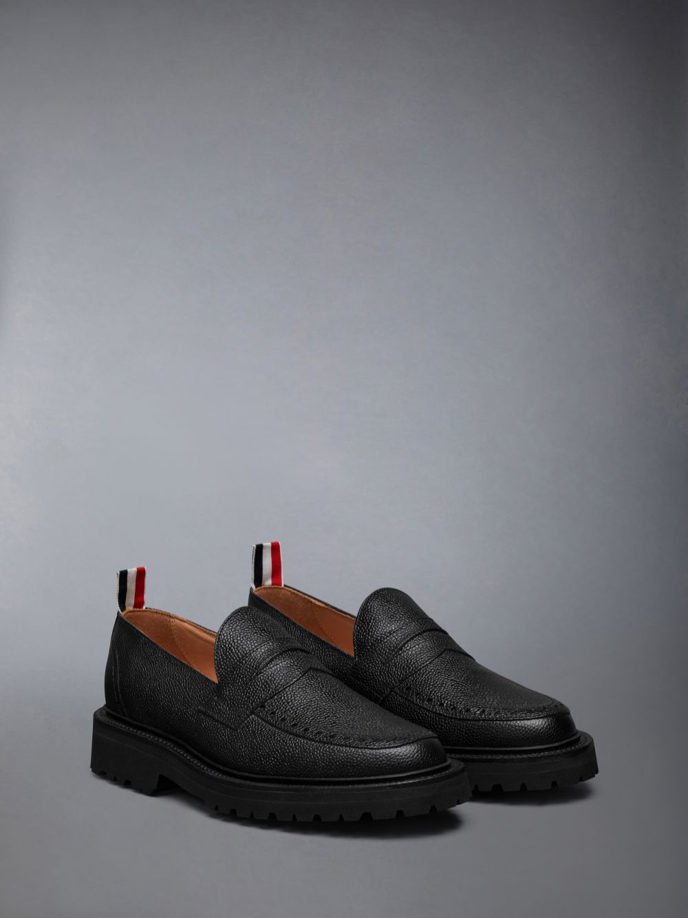 Mocasines Thom Browne Pebble Grain Leather Commando Sole Penny Mujer Negras | HYN53Q81250
