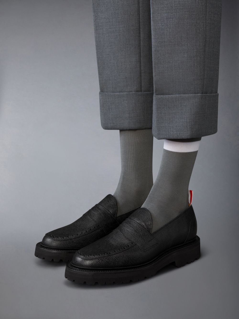 Mocasines Thom Browne Pebble Grain Leather Commando Sole Penny Mujer Negras | HYN53Q81250