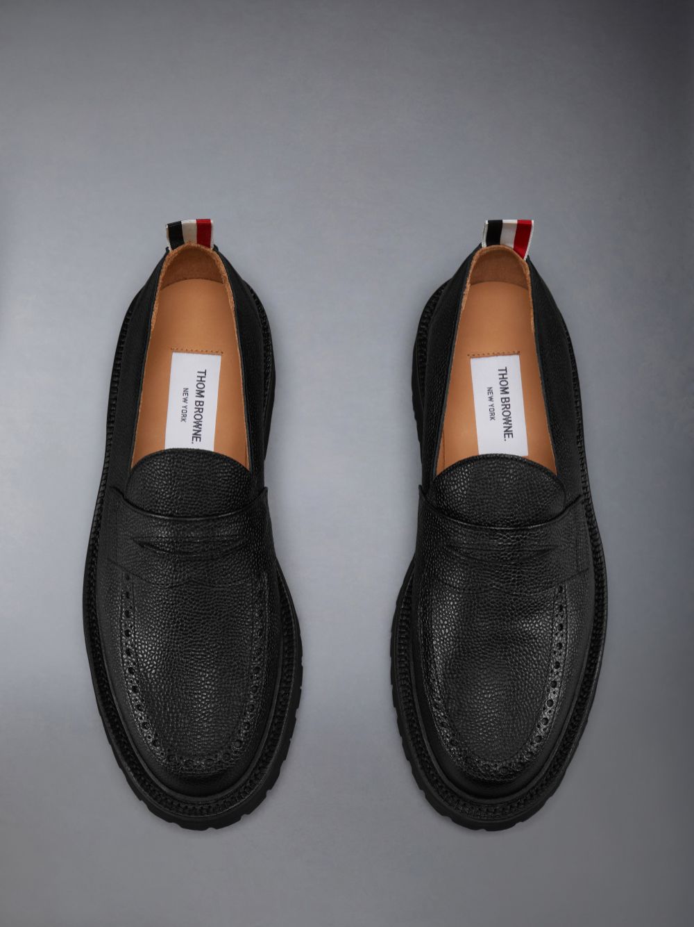 Mocasines Thom Browne Pebble Grain Leather Commando Sole Penny Mujer Negras | HYN53Q81250