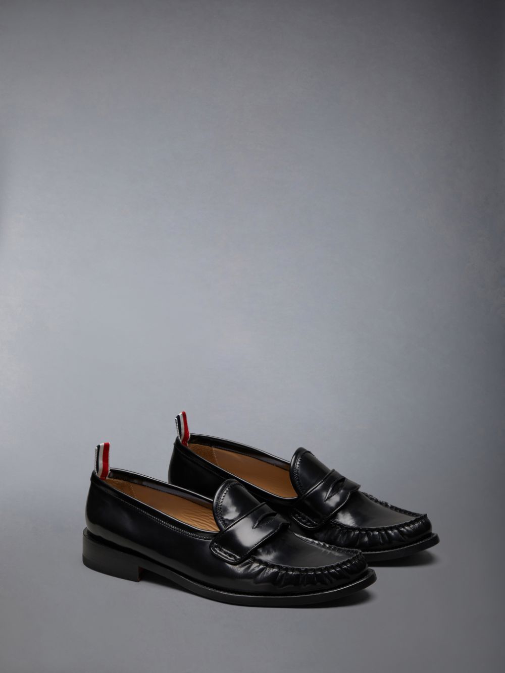 Mocasines Thom Browne Spazzolato Pleated Varsity Hombre Negras | TIE82V33363