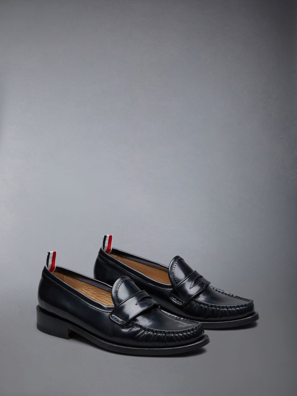 Mocasines Thom Browne Spazzolato Pleated Varsity Mujer Negras | EPC67P38722