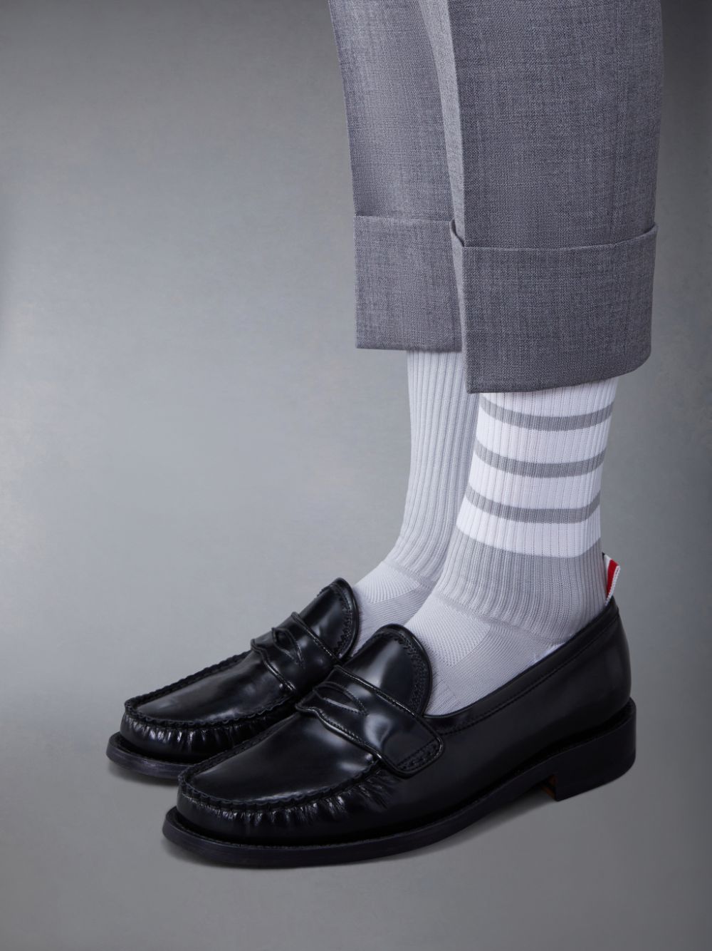 Mocasines Thom Browne Spazzolato Pleated Varsity Mujer Negras | EPC67P38722