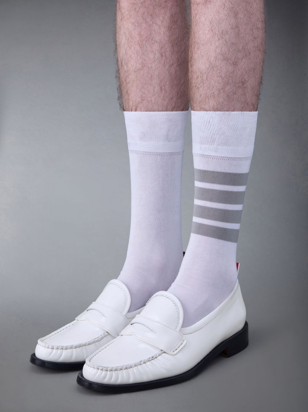Mocasines Thom Browne Spazzolato Pleated Varsity Hombre Blancas | DND80R68642