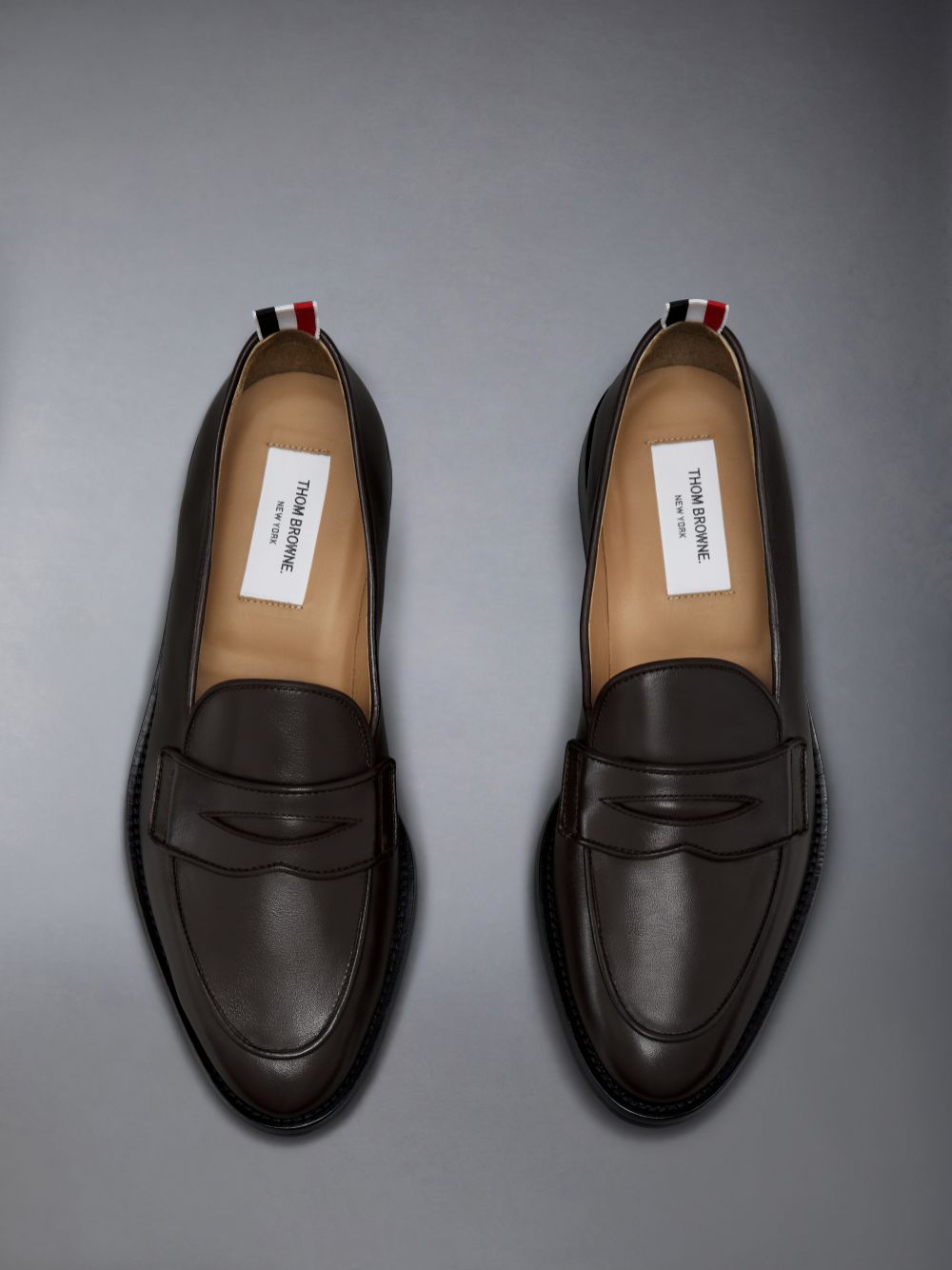 Mocasines Thom Browne VITELLO CALF LEATHER VARSITY PENNY Hombre Marrones | GLB55X15437