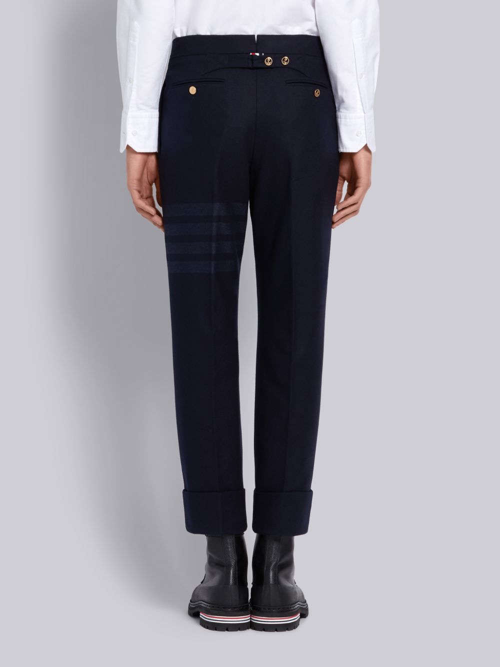 Pantalon Thom Browne Cashmere Wool Flannel Classic Tonal 4-Bar Hombre Azul Marino | RVR59I47669