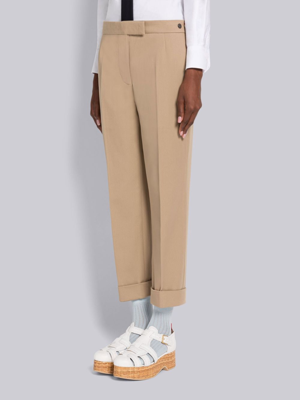 Pantalon Thom Browne Cotton Gabardine Low Rise Slim Mujer Marrones | SVB60N43428