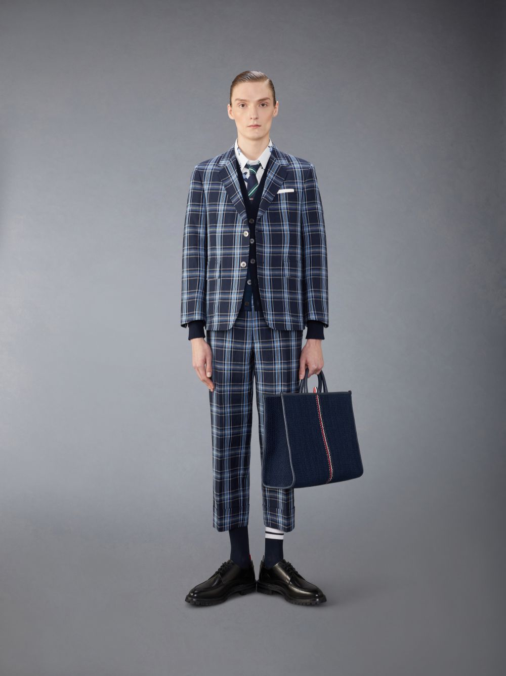 Pantalon Thom Browne Wool Linen Low Rise Backstrap Hombre Azules | DHA34C51293