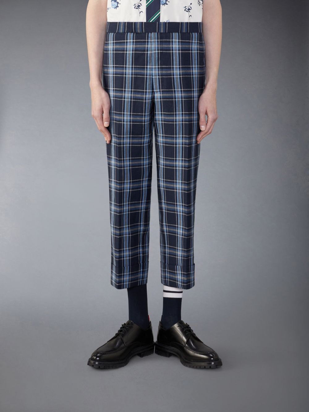 Pantalon Thom Browne Wool Linen Low Rise Backstrap Hombre Azules | DHA34C51293
