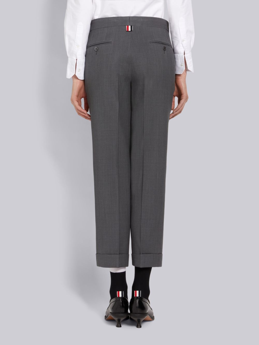 Pantalon Thom Browne Wool Pique Low Rise Slim Mujer Gris | TWI72D98678