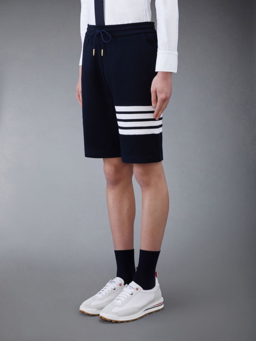 Pantalones Cortos Deportivos Thom Browne Waffle 4-Bar Hombre Azules | HQF06C34277