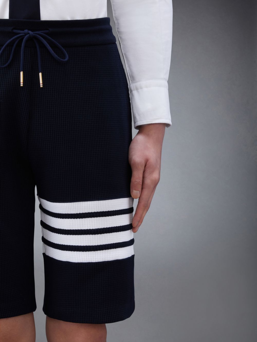 Pantalones Cortos Deportivos Thom Browne Waffle 4-Bar Hombre Azules | HQF06C34277