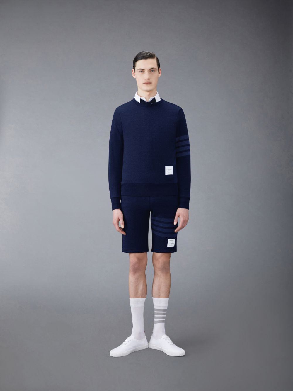 Pantalones Cortos Deportivos Thom Browne Classic Loopback 4-Bar Hombre Azules | ZCS86K42067