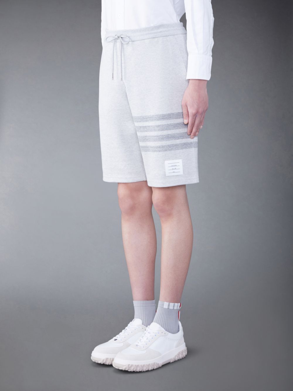 Pantalones Cortos Deportivos Thom Browne Double Face Knit 4-Bar Hombre Gris | OOZ62A78491