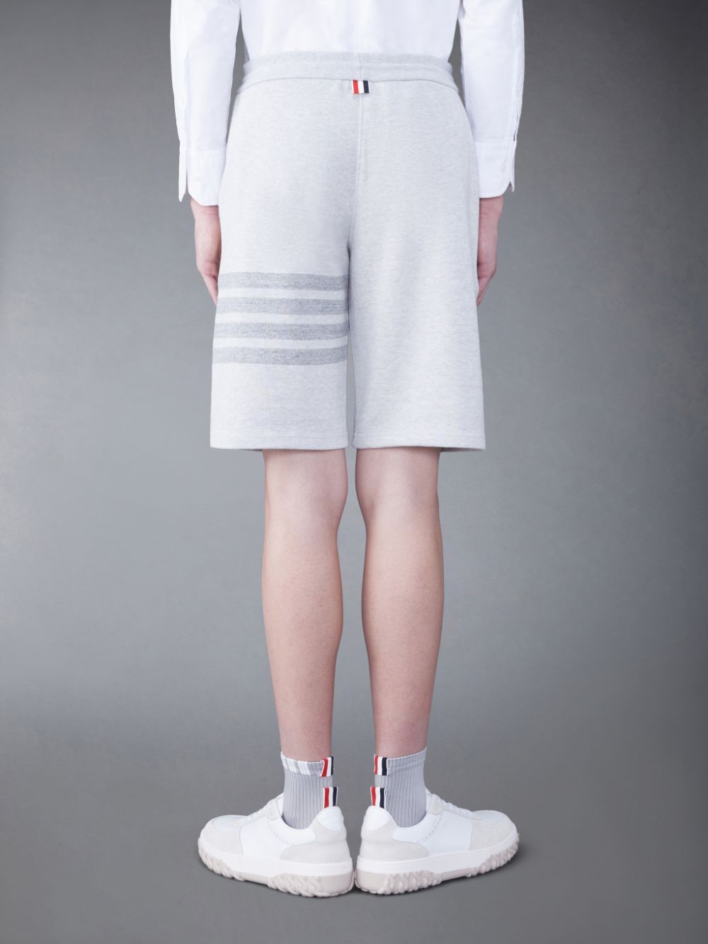 Pantalones Cortos Deportivos Thom Browne Double Face Knit 4-Bar Hombre Gris | OOZ62A78491