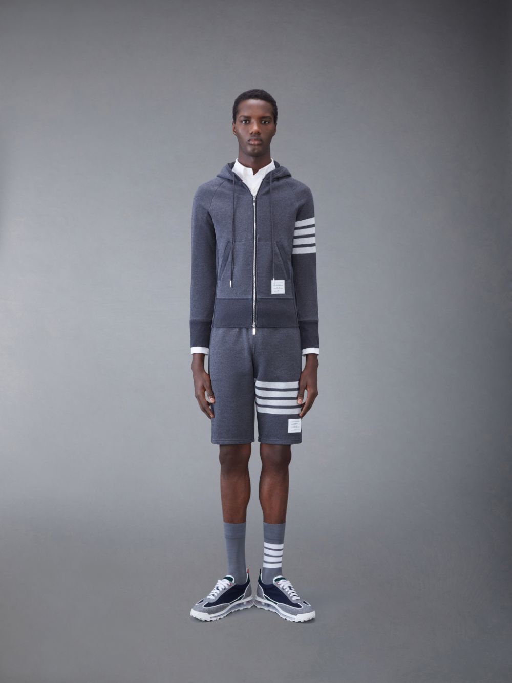 Pantalones Cortos Deportivos Thom Browne Classic Loopback 4-Bar Hombre Gris | ESN51D80028