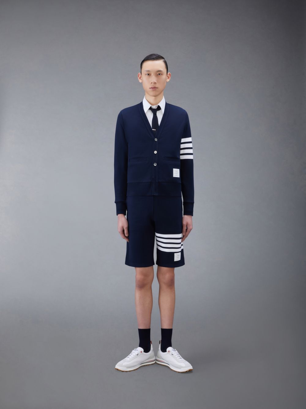 Pantalones Cortos Deportivos Thom Browne Classic Loopback 4-Bar Hombre Azules | HPP40Q80183
